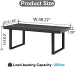 Industrial Grey Coffee Table, Modern Simple Wood and Metal Center Tables, Minimalist Rectangle Wooden Living Room Table, Vintage Rustic Cocktail Tea Table for Home Bedroom, Dark Gray Oak, 39 inch