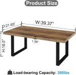 Farmhouse Coffee Table, Modern Simple Wood Coffee Tables for Living Room, Industrial Minimalist Rectangle Center Table, Wood and Metal Tea Coffee Table for Home Office Bedroom, Rustic Oak, 39 in