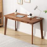 Solid Wood Writing Desk - Home Office Workbench Desk with Drawer, Laptop Computer Work Study Table