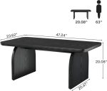 Rectangle Coffee Table, 47-Inch Wood Rectangular Living Room Table, Farmhouse Accent Center Low Cocktail Tea Table with Sturdy Base & Rounded Corners, Easy Assembly (Black)