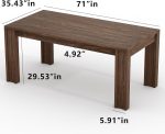 71" Long Dining Table for 6-8, Rectangular Farmhouse Kitchen Dining Room Table w/Wider H Legs & Large Wooden Tabletop, Sturdy Frame, Wood Strip Base, for Apartment, Kitchen, Dining, Walnut
