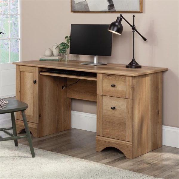 Miscellaneous Office Computer Desk with Drawers, Timber Oak Finish