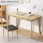 Solid Wood Writing Desk - Home Office Workbench Desk with Drawer, Laptop Computer Work Study Table