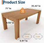 71" Long Dining Table for 6-8, Rectangular Farmhouse Kitchen Dining Room Table w/Wider H Legs & Wooden Tabletop, Sturdy Frame, Wood Strip Base, for Apartment, Kitchen, Dining, Natural