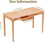 47" Solid Wood Desk with Drawers, Small Home Office Writing Wooden Desk, Gaming & Computer Desk for Bedroom, Work Study Table for Small Space(Beech,47Inch)