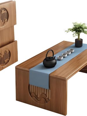 Folding Floor Coffee Table, Japanese Bamboo Foldable Tables, Portable Living Room Low Desk, Versatile Tatami Meditation Tea Table for Dining Room, Wooden Table Desk for Home, Office (100X37CM)