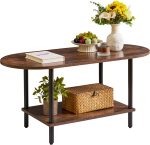 Rustic Coffee Table Small Coffee Table, TV Centre Table Stand 35 * 16 * 17", 2-Tier Oval Wood Tea Table for Living Room Apartment Rustic Brown YD-012H
