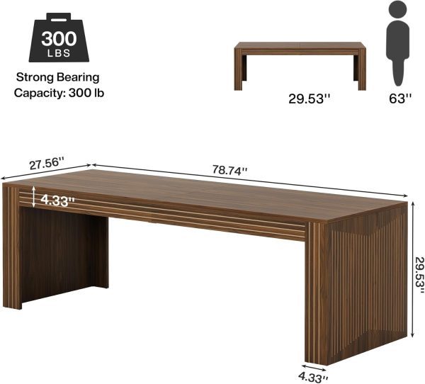 79-Inch Extra Long Desk, Two Person Double Desk for Home Office, Wooden Long Computer Desk Writing Table for Office, Dark Brown