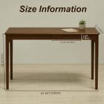 47" Solid Wood Desk with Drawers, Small Home Office Writing Wooden Desk, Gaming & Computer Desk for Bedroom, Work Study Table for Small Space(Walnut,47 Inch)