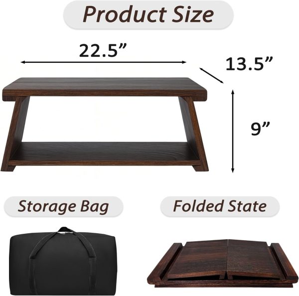 Japanese Low Floor Table Folding Coffee Tables,22.5''x13.5'' Paulownia Wood Tables Tatami Tables Meditation Table Altar with Storage
