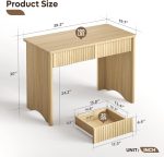 Fluted Computer Desk with 2 Drawers, 40 Inch Small Wooden Writing Study Work Desk, Computer Table, Compact Executive Home Office Desk for Small Spaces, Bedroom, Study, Living Room