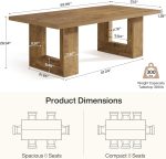 Farmhouse Dining Table, 63-Inch Rectangular Kitchen Table with Strong Geometric Frame for Kitchen & Dining & Living Room (Natural)