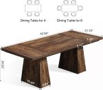 Dining Table for 4-6 People, Wooden Table, Rectangle Furniture with Heavy Duty Legs, Modern Kitchen Table for Home, Dining Room, Brown
