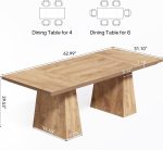 Dining Table for 6 People, Wooden Table, Rectangle Furniture with Heavy Duty Legs, Modern Kitchen Table for Home, Dining Room, Oak