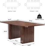 78 Inch Dining Table for 6 8 10, Modern Farmhouse Rectangular Kitchen Table, Long Dining Room Tables with Wood Strip Base for Kitchen Living Room (Walnut)