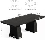 Dining Table for 4-6 People, Wooden Table, Rectangle Furniture with Heavy Duty Legs, Modern Kitchen Table for Home, Dining Room, Black
