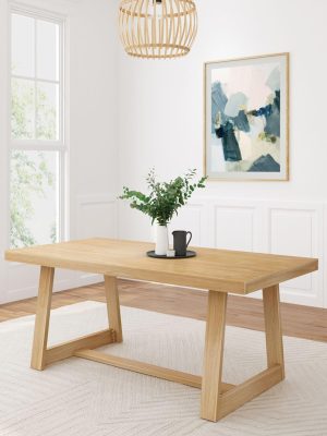 72 Inch Farmhouse Dining Table,Solid Wood Rustic Kitchen Table, for Dining Room, Home Office, Living Room Furniture, Easy Assembly, Blonde Wirebrush