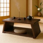 Japanese Low Floor Table Folding Coffee Tables,22.5''x13.5'' Paulownia Wood Tables Tatami Tables Meditation Table Altar with Storage