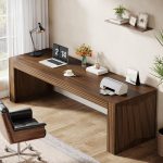 79-Inch Extra Long Desk, Two Person Double Desk for Home Office, Wooden Long Computer Desk Writing Table for Office, Dark Brown
