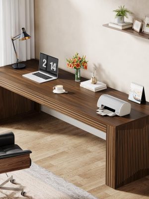 79-Inch Extra Long Desk, Two Person Double Desk for Home Office, Wooden Long Computer Desk Writing Table for Office, Dark Brown