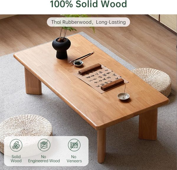 Solid Wood Tatami Tables, 39.37" L Low Coffee Table Japanese Floor Table Small Wooden Tables Tea Table for Sitting on The Floor Living Room