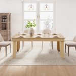 Farmhouse Dining Table for 6-8 People, 71 in Long Kitchen Tables with Wooden Sturdy Frame, 6 ft Large Rectangular Dinner Table for Dining Room, Kitchen, Natural, 71" Non-extendable