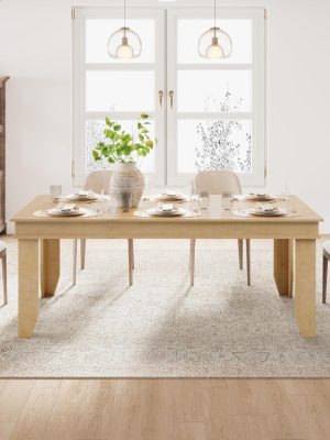 Farmhouse Dining Table for 6-8 People, 71 in Long Kitchen Tables with Wooden Sturdy Frame, 6 ft Large Rectangular Dinner Table for Dining Room, Kitchen, Natural, 71" Non-extendable