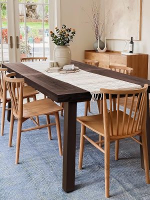 Acacia Wood Dining Table 6-Person Indoor Outdoor Table with Iron Legs, Sandblast Finish, Natural Stained, Rustic Metal, 69 * 33 * 30 inch (Espresso)