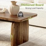 Farmhouse Coffee Table, 47 Inches Wooden Center Tables with Rounded Corners, Rectangular Living Room Tables, Modern Low Cocktail Tea Furniture for Living Room (Rustic Brown)