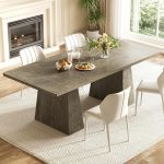 Dining Table for 6 People, Wooden Table, Rectangle Furniture with Heavy Duty Legs, Modern Kitchen Table for Home, Dining Room, Grey