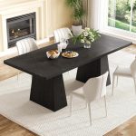 Dining Table for 4-6 People, Wooden Table, Rectangle Furniture with Heavy Duty Legs, Modern Kitchen Table for Home, Dining Room, Black